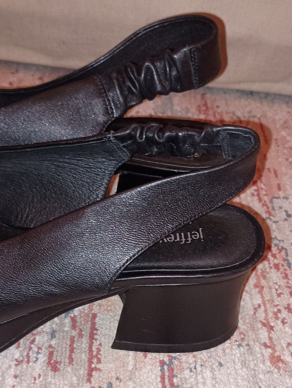 Jeffrey Campbell Black Leather Open-Toe Slingback Platform Heels - Picture 12 of 12